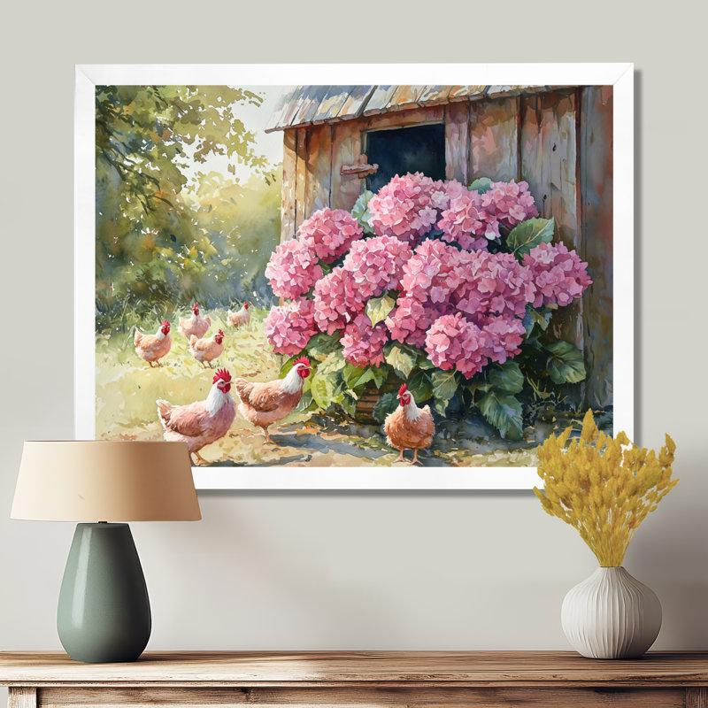 Dorislee hortensias par le poulailler I - art mural hortensias, Reproduction encadrée d'une seule photo, H 30 po x l 40 po