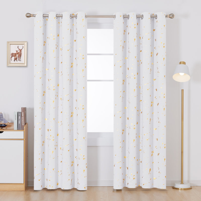 Girlie Room Darkening Curtain Panel Pair, 52" W x 108" L, Gray White