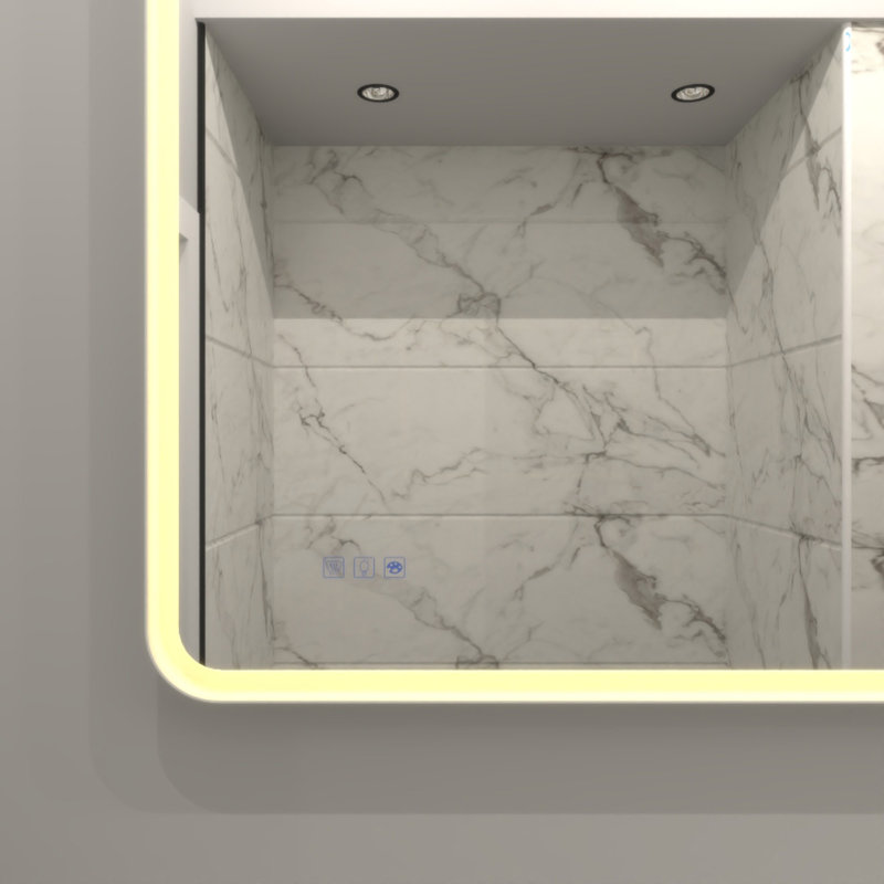 Miroir de salle de bain rectangulaire à DEL, 35,89 po x 35,89 po