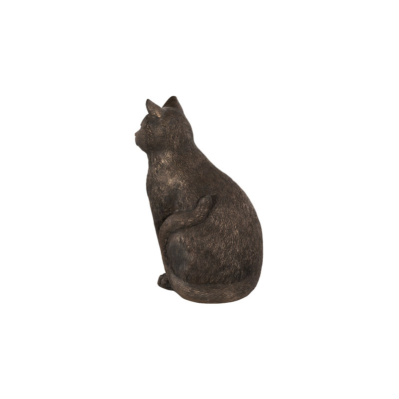 Cat Sitting Sculpture, Bronze, Brown
