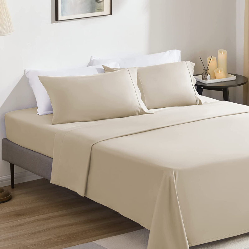 Microfiber Percale Sheet Set, Full Sheet Set with 2 Pillowcases, Navy