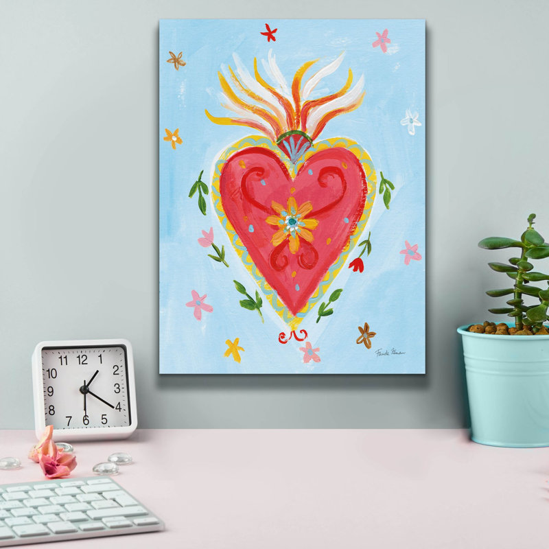 Toile épique Graffiti «Frida Heart 1» par Farida Zaman, 12 po x 16 po
