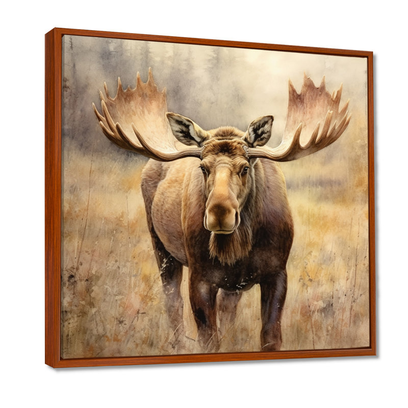 «Moose Serenity I - Moose», reproduction sur toile encadrée, H 36 po x l 36 po x P 1,5 po, Cadre flottant brun