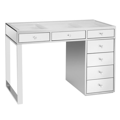 Mini-coiffeuse Kylie 1.0 avec 5 tiroirs à fermeture en douceur et miroir