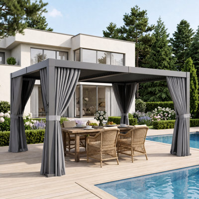 Abri de jardin en acier l 12 pi L 10 pi. Pergola d'extérieur, pergola à persiennes, pergola en aluminium pour patio