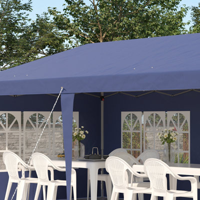 3x6m Pop Up Gazebo, Height Adjustable Marquee Party Tent with Sidewalls Blue