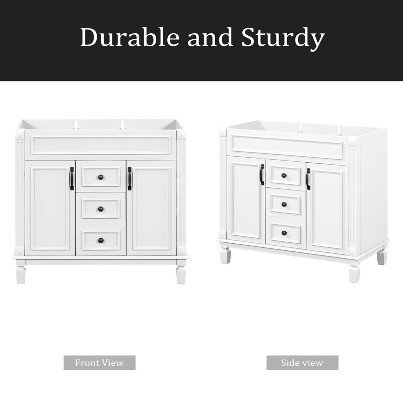 Meuble-lavabo de 36 po sans lavabo supérieur, armoire seulement, armoire de rangement moderne avec 2 portes à fermeture douce et 2 tiroirs (PAS D'ÉVIER