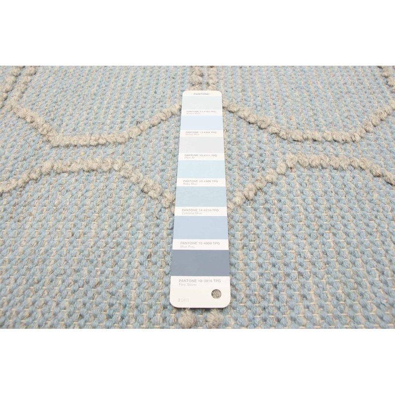 Tapis bleu nouvel âge en laine rectangulaire 5 pi 3 po x 7 pi 7 po Hendee