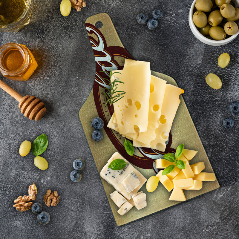 Chocolate Brown Tempered Glass Cutting Board with Handle