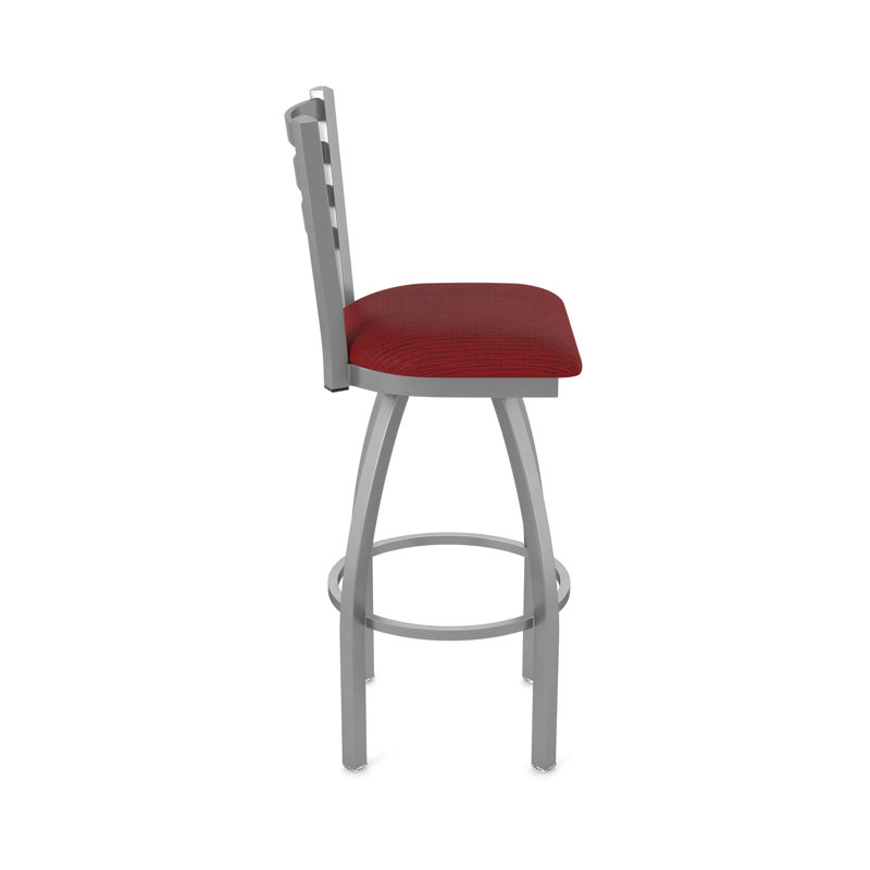 Jackie Swivel Stool, Stainless, Extra Tall (36" Seat Height), Fabric-Graph Ruby