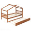 Lit simple en bois avec lit gigogne simple, noyer