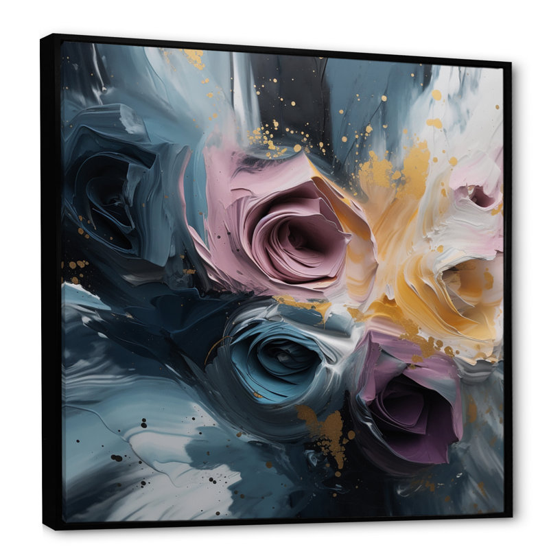 «Pink Rose Symphony II», reproduction d'art sur toile, H 24 po x l 24 po x P 1 po, Cadre flottant noir