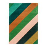 Hand Tufted Wool Striped Area Rug in Emerald/Ambe/Blue