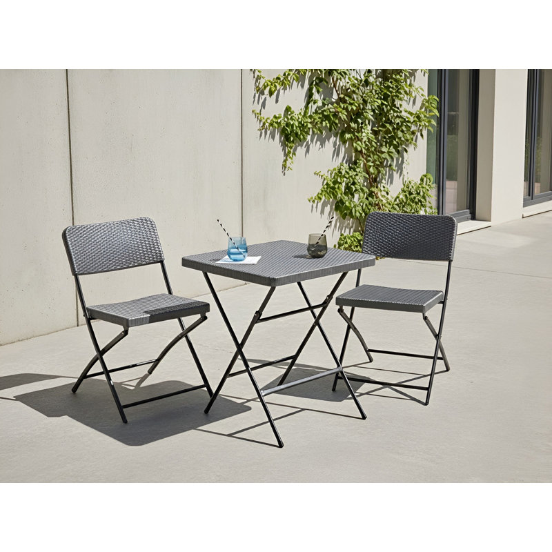 Bistro Set Folding TRAPPETO Black, Grey