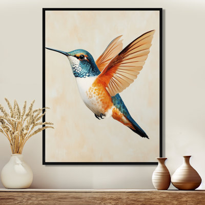 Vol vibrant de colibri - Impression sur toile d'oiseaux de jardin orange