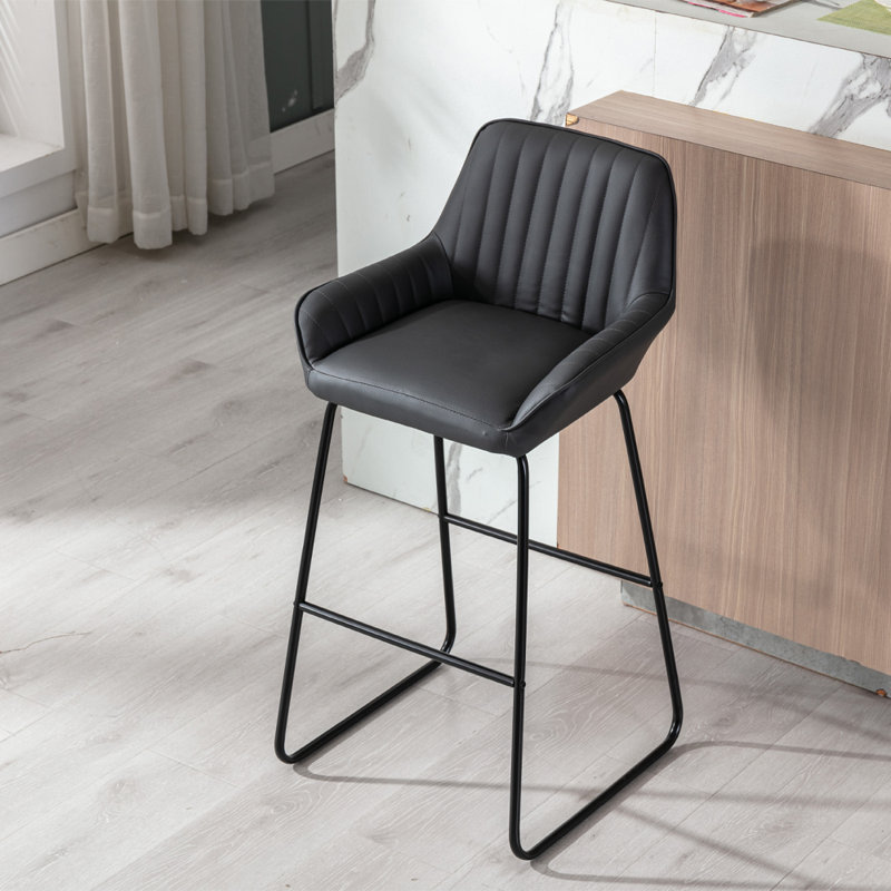 Ottilie Pu Bar Stool 2pcs , Grey, 1