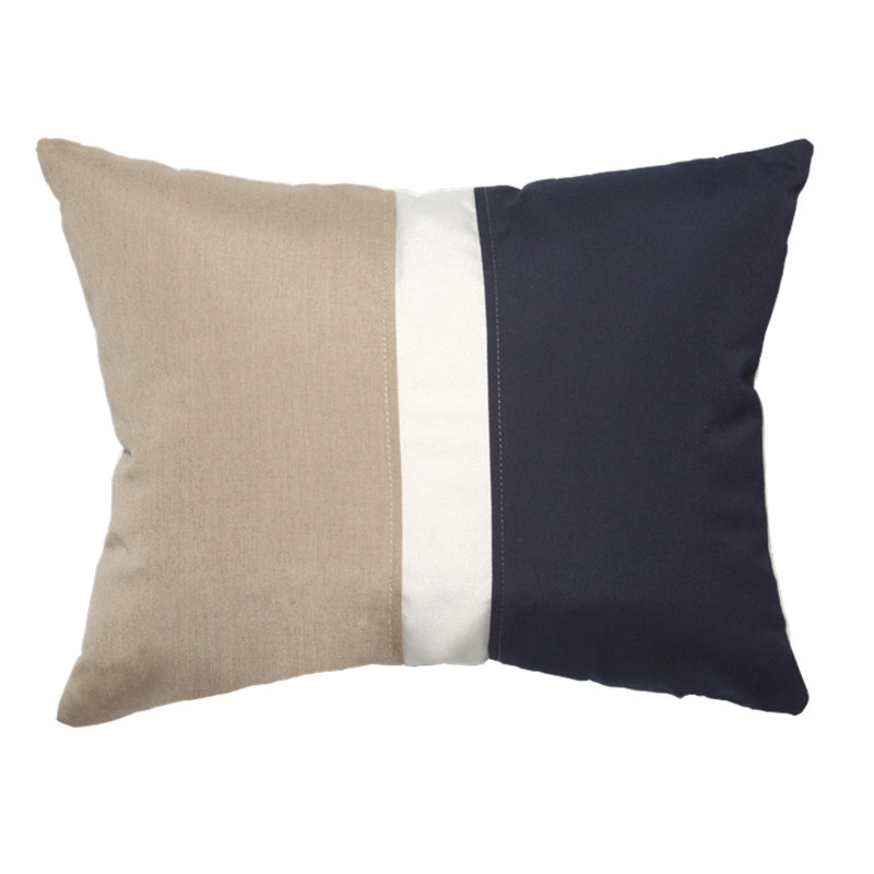 Inspired Visions Outdoor Rectangular Pillow Cover & Insert, Beige/Navy Heather
