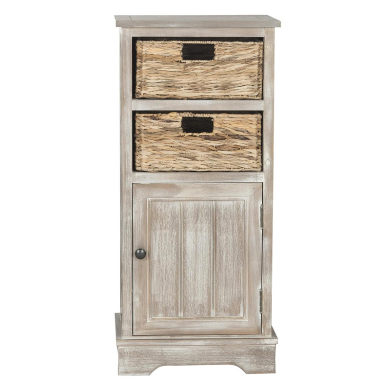 Wood Storage Cabinet, White Washed