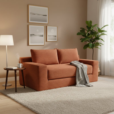 Convertible Sofa Bed with Plush Memory Foam & Sturdy Steel Frame - 2-in-1 Folding Loveseat, Corduroy Fabric, Zero Assembly for Home Office/Small Living Rooms