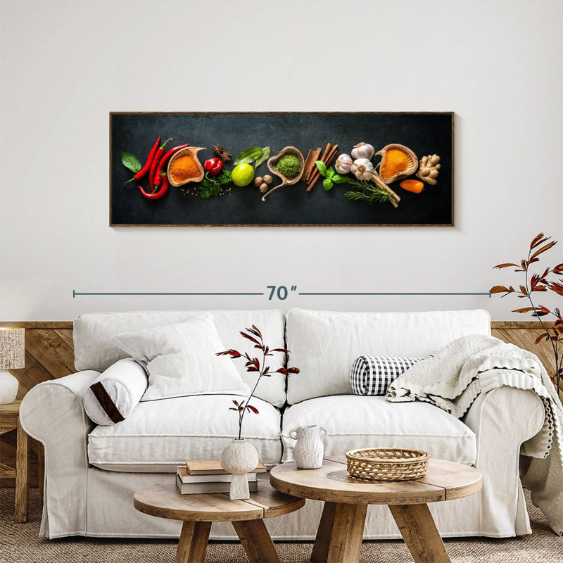 Épices pour cuisiner, 57" X 19", Floating Frame Walnut