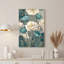 Tableau mural sur toile avec des coquelicots turquoise et crème sur fond de dentelle vintage-972524576