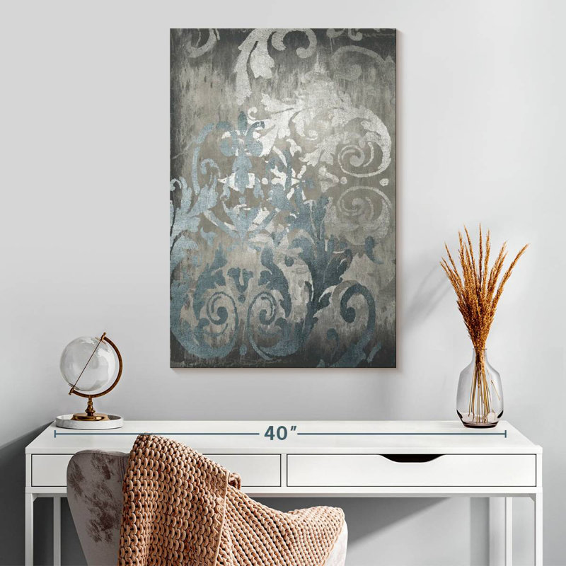 Avery Damask In Silver II, 30" H x 20" W