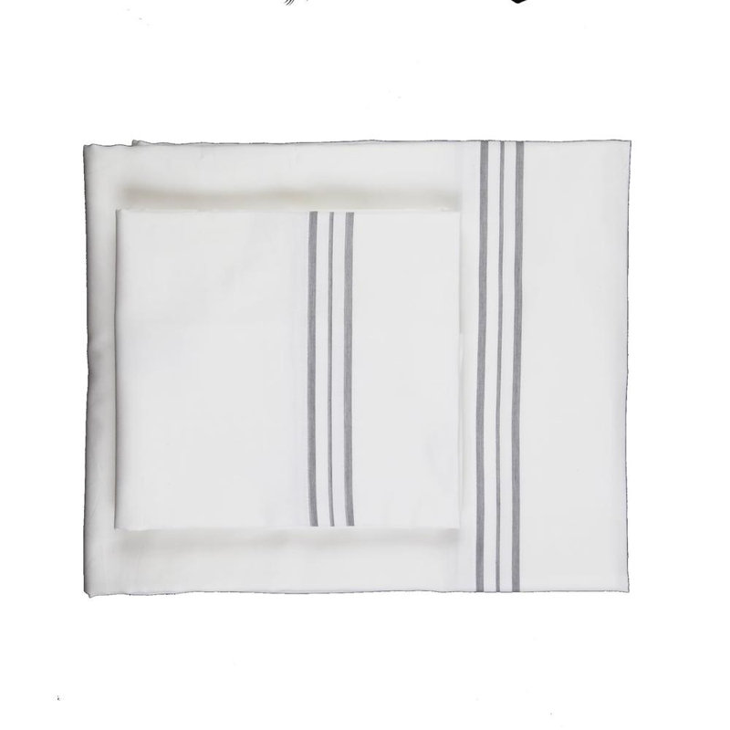 Orleans Pillowcase Pair, King Pillowcase, White Gray