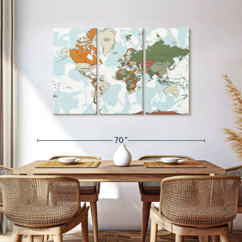 Carte du monde éducatif VI, H 36 po x l 57 po