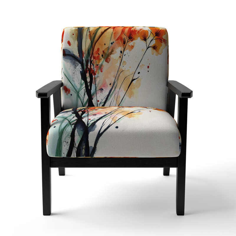 Abstract Flowers - Fauteuil rembourré traditionnel, Rouge / orange / noir / blanc, Noir