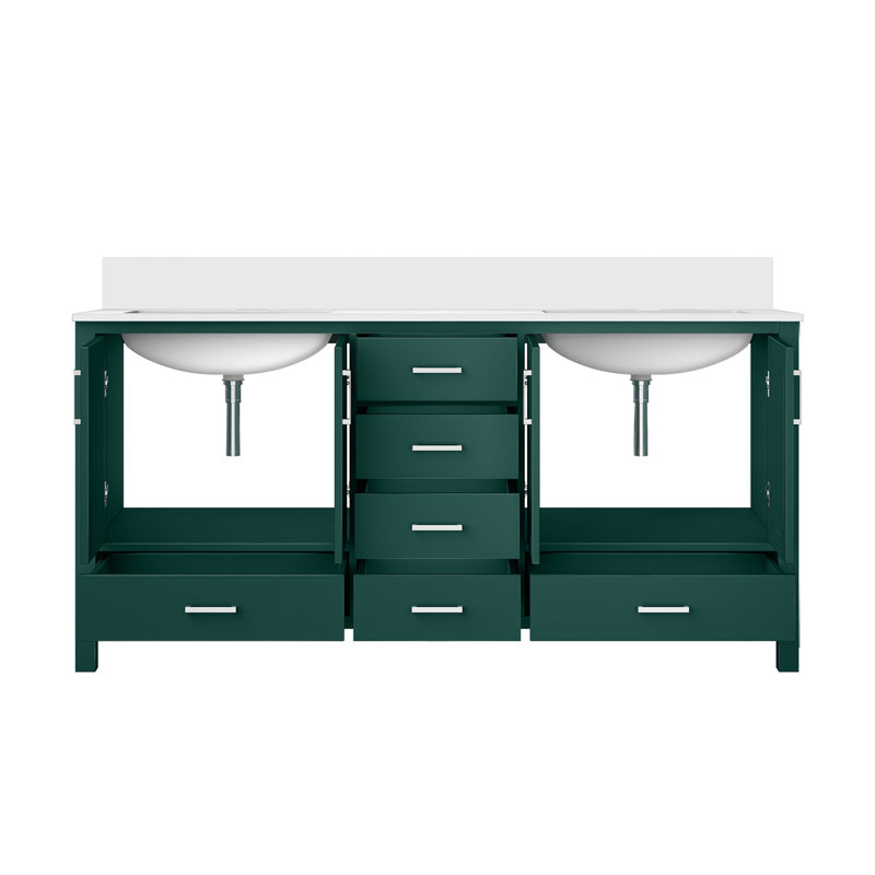 Bath Vanity, 72 In. W X 22 D, Marble, Solid Wood Base D Marble Countertop, Structure