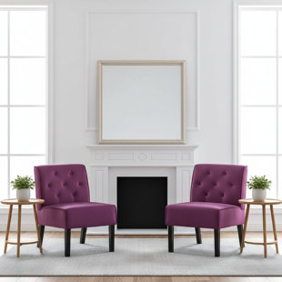 Fauteuil d'appoint 2 pièces à dossier boutonné