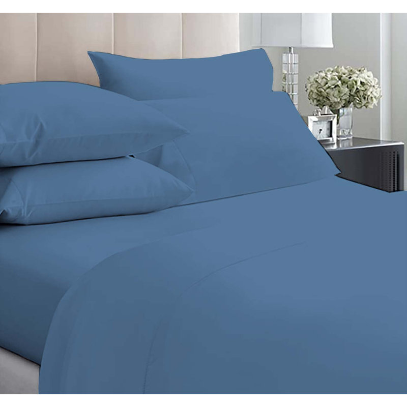 6-Piece Premium Deep Pockets Microfiber Sheet Set, Full, Denim Blue
