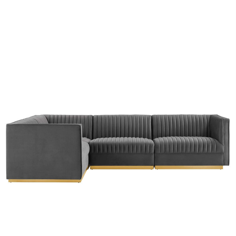 Canapé modulaire 4 pièces Sanguine Channel, Face à la gauche, 100% polyester gris