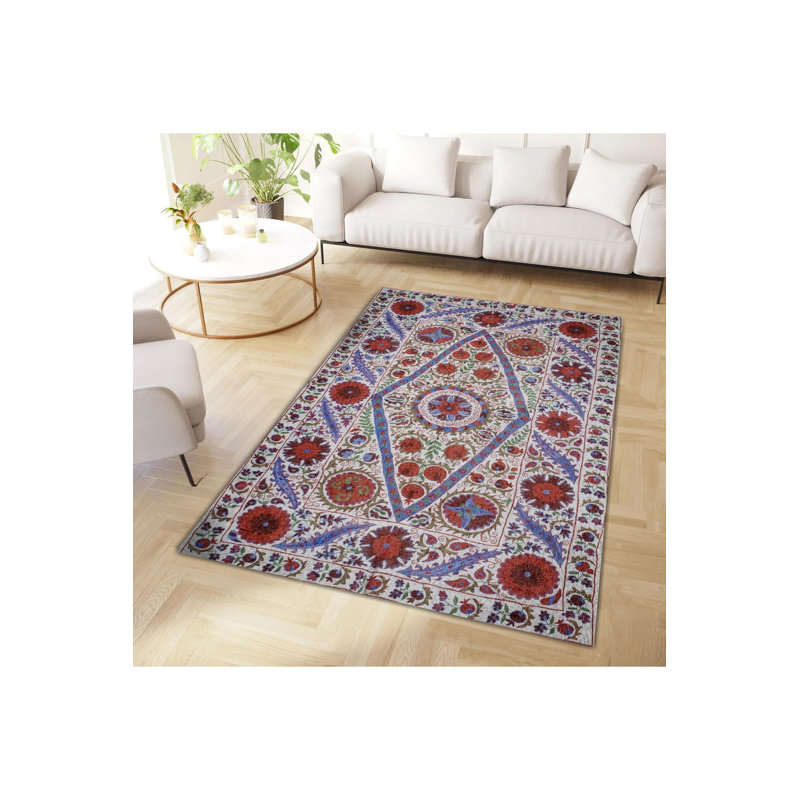 Tapis multicolore à motif floral multicolore, Rectangle 3'3" x 4'11" Rug Pad Included