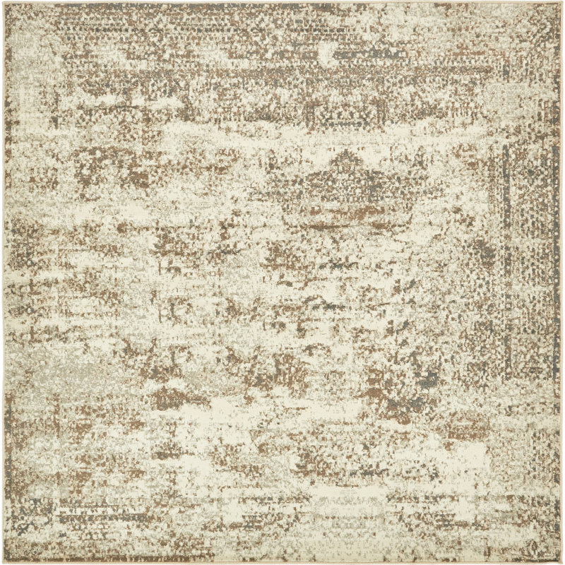 Tapis crème à motif abstrait Tobitha, Carré 8 pi
