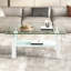 Table basse de salon en verre trempé transparent, 2 couches
