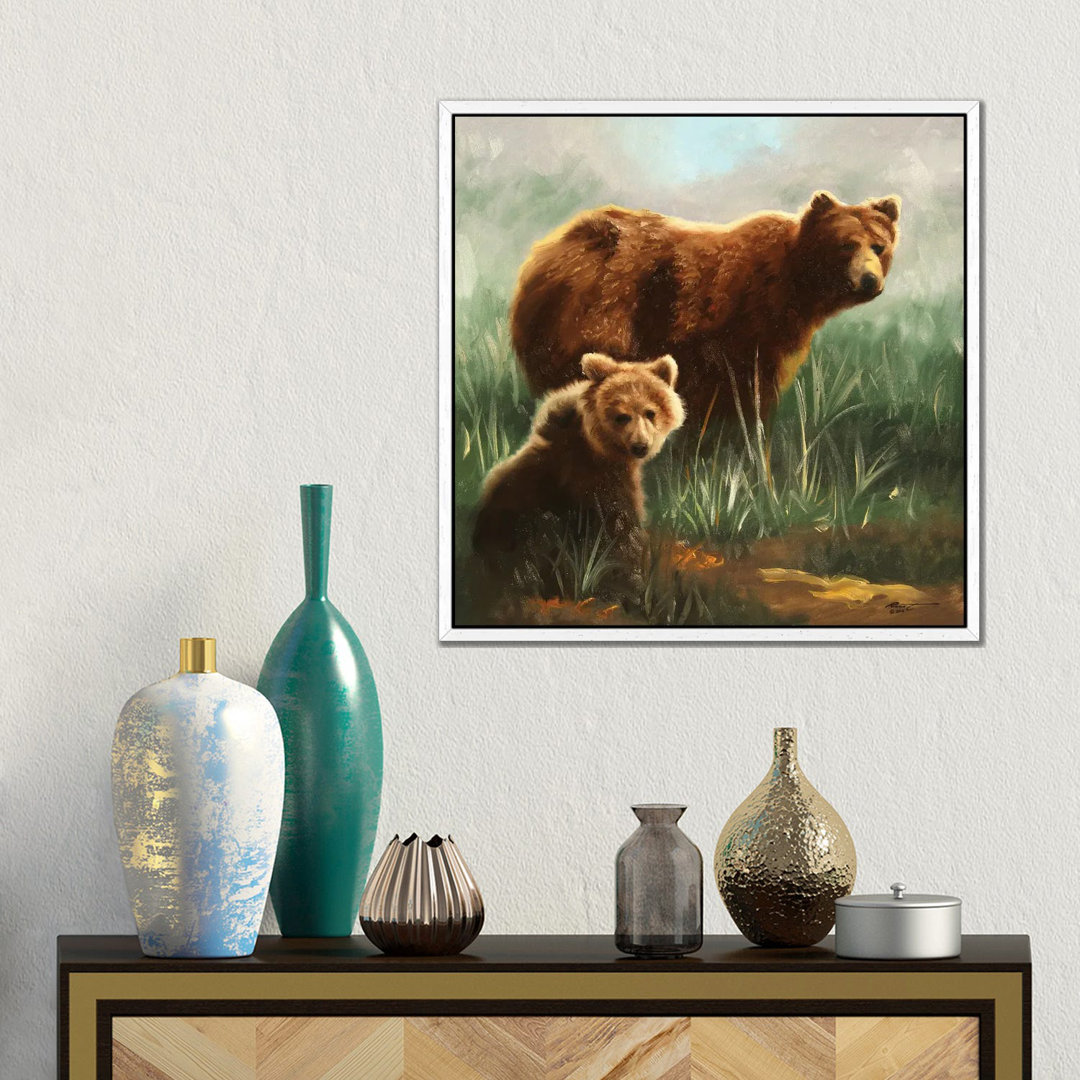 Brown Bears In Grassy Field von D. "Rusty" Rust - Gallery-Wrapped Canvas Giclée