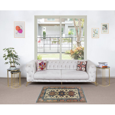 Tapis turc fait à la main avec médaillons, tapis coloré, 100% laine