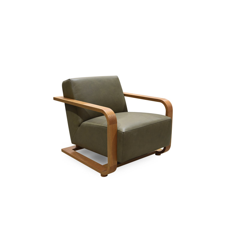 Eckersley Lounge Chair Olive Leather, Green