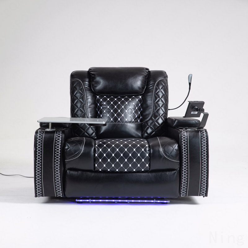 Fauteuil inclinable Power Zero Gravity - Accoudoir de rangement, porte-gobelet, table pour ordinateur portable, lumière DEL, position infinie