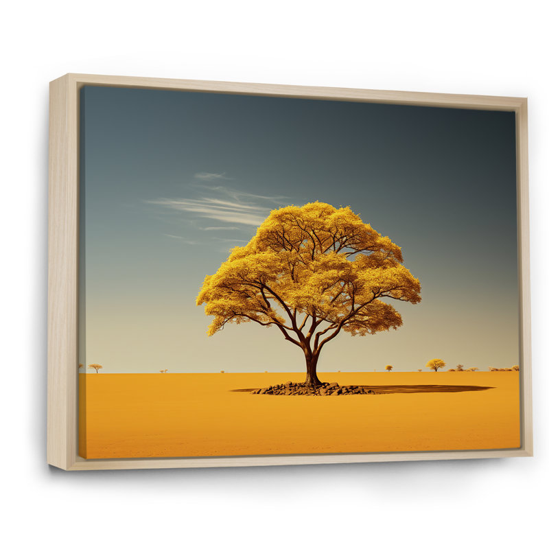 Aura d'arbre africain sur toile, H 12 po x l 20 po x P 1 po, Cadre flottant naturel