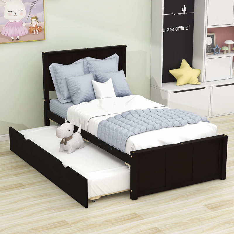 Lit plateforme simple avec lit gigogne, Espresso