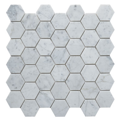 Carrara 2" x 2" Marble Honeycomb Mosaic Wall & Floor Tile