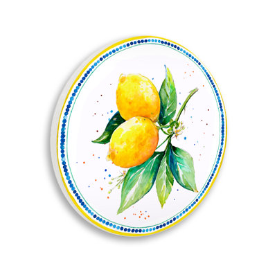 Plaque murale citrons mouchetés en cercle, design par Patricia Pinto