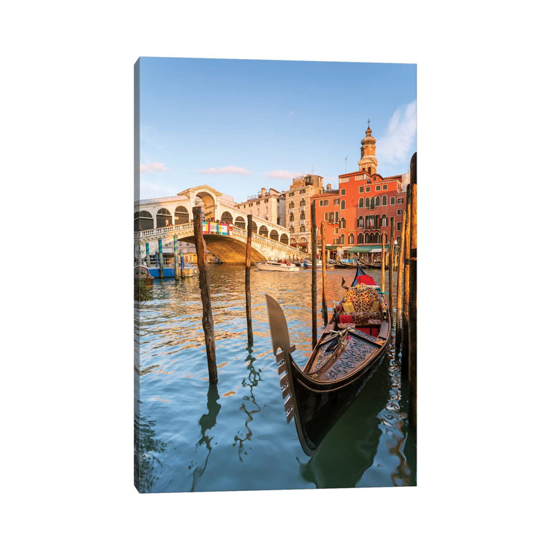 Rialto Bridge At Sunset, Venice by Matteo Colombo - Wrapped Canvas Print, 30.48 cm H x 45.72 cm W