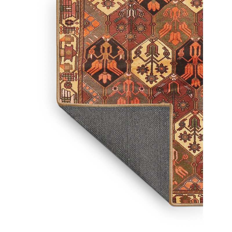 Tapis traditionnel rouge / beige, Rectangle 5 pi x 7 pi