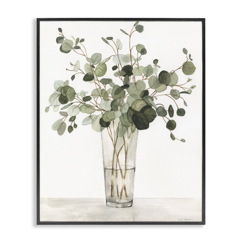 «Eucalyptus Herbs in Glass», estampe numérique, design par Carol Robinson, H 14 po x l 11 po, Giclée encadrée noir minuit