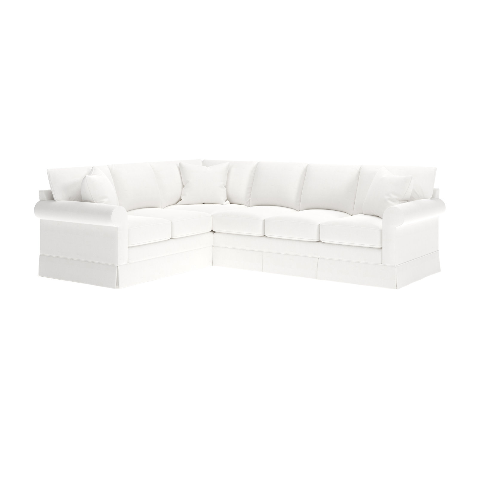 Friedman Sectional, Classic Bleach White Twill, Left Hand Facing