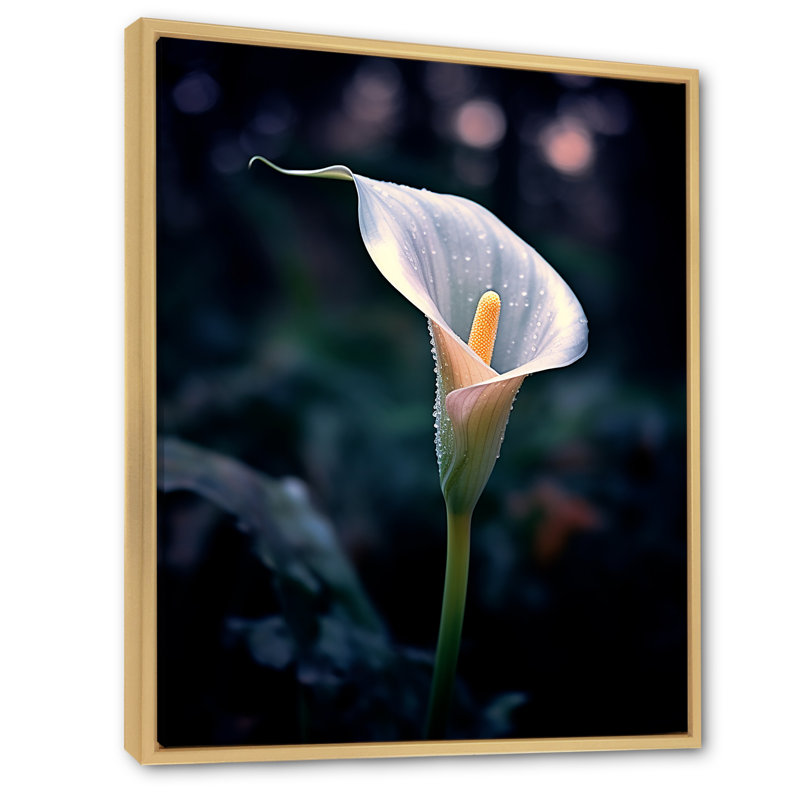 Calla Lily Moonlight Magic sur toile, Cadre naturel flottant, H 32 po x l 16 po x P 1 po
