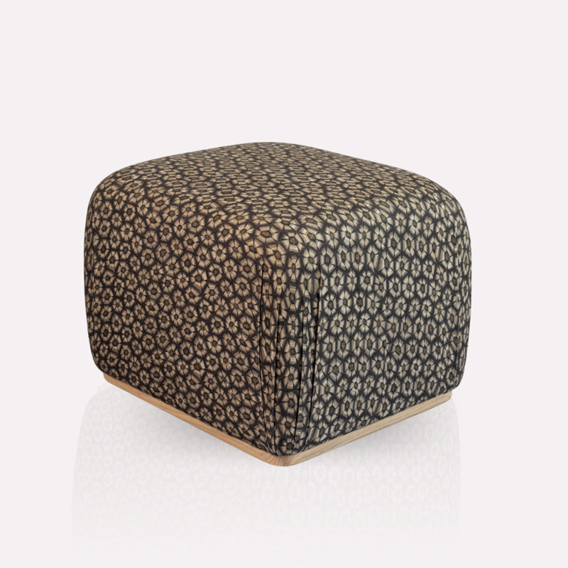 Linen Fabric Ottoman, Thanda Tortoise Silver